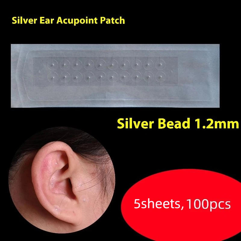 100Pcs Ear Bead Patch Auriculotherapy Breathable Acupressure Ear Press Bead Patch Sticker Acupressure Bead Patch